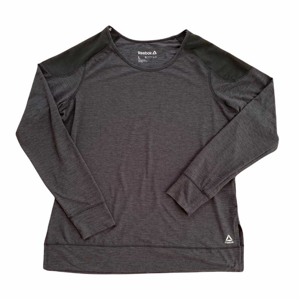 Reebok Dark Gray L/S Mesh Shoulder Athletic Top